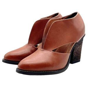 Jeffrey Campbell x Free People Boots Brown Leather Heeled Bootie Women's Size 6